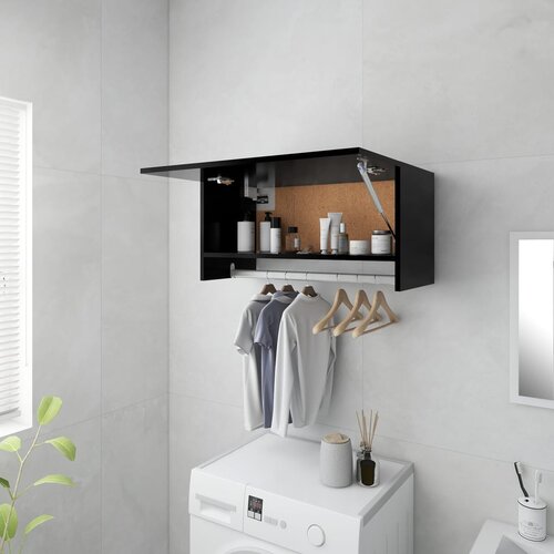 The Living Store Garderobna omara črna 70x32,5x35 cm iverna plošča - Garderobna Omarica, (21419700) Cene