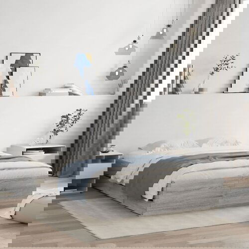 vidaXL Okvir za krevet s ladicama boja sivog hrasta 120x190 cm drveni Cijene