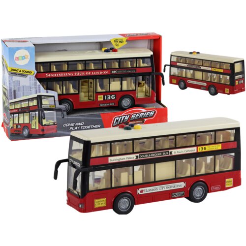 Double Decker City Bus Lights Sounds Red 1:16 Slike