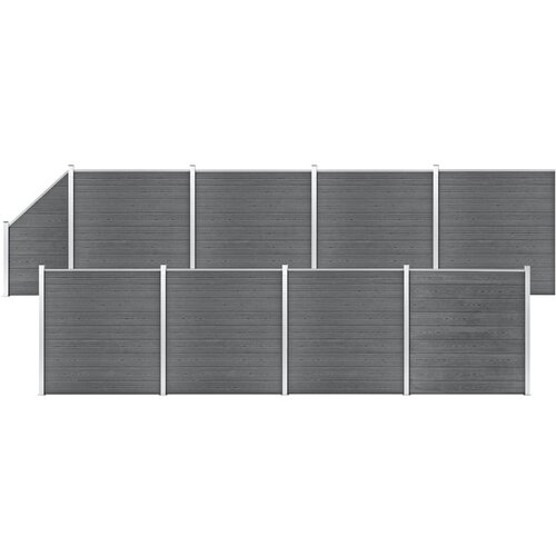 vidaXL wpc ograjni paneli 8 kvadratnih + 1 poševni 1484x186 cm sivi Cene