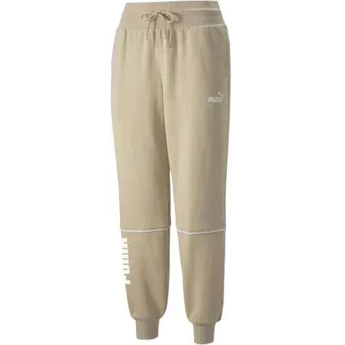 Puma POWER COLORBLOCK PANTS FL BIE Ženske trenirke, bež, veličina