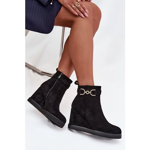 Boto Women&amp;#039;s Platform Ankle Boots with Decorative Detail Black Marivana Slike