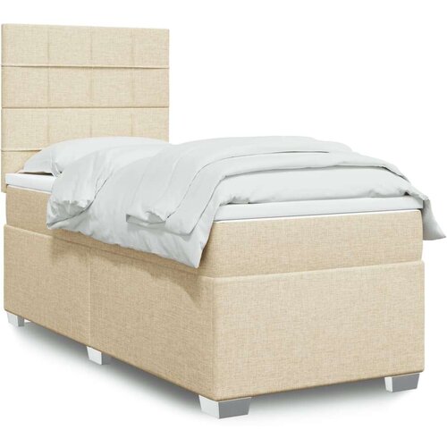 VidaXL Okvir kreveta s oprugama i madrac krem 80x200 cm od tkanine Slike