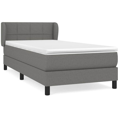  Krevet s oprugama i madracem tamnosivi 90 x 190 cm od tkanine Slike