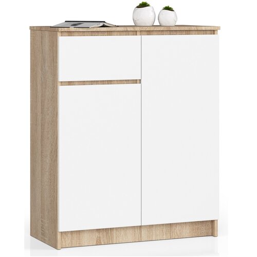 AKORD Komoda, 2 Vrata In 1 Predal, Hrast Sonoma/Bela, (5000332079) Cene