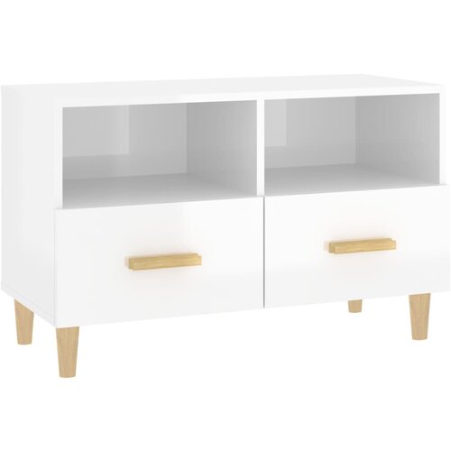 Maison Chic TV omarica - TV stojalo - Televizijska omarica visok sijaj bela 80x36x50 cm inženirski les, (21700742) Slike