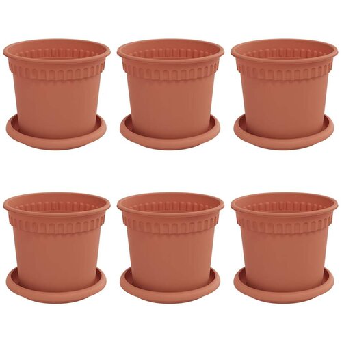 VidaXL Saksije za biljke 6 pcs Crvena cigla &amp;Oslash; 15 x 12 cm Plastika - Crvena cigla &amp;Oslash; 15 x 12 cm 6 Slike