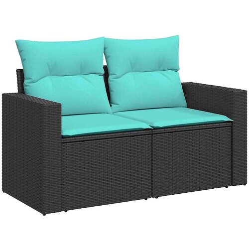  Vrtna garnitura - 9-dijelni set vrtnih sofa s jastucima crni od poliratana - Crna sa spremi&amp;scaron;tem 8 Slike