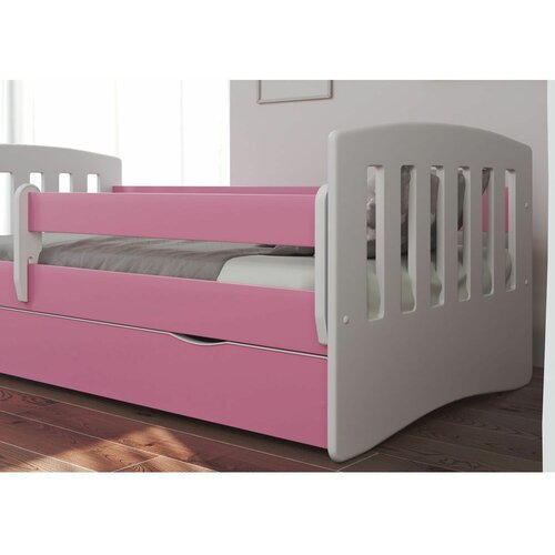 Classic drveni dečiji krevet sa fiokom - rozi - 180x80 cm Slike