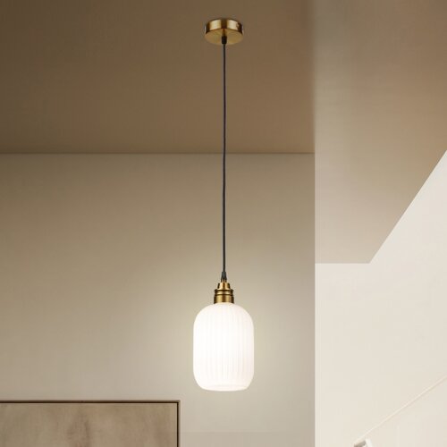  Visilica na sajli HECTOR 1xE27/15W/230V, bela/mesing, fi 14 cm Slike