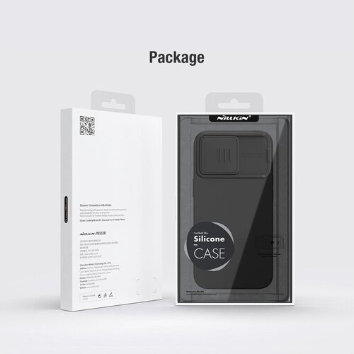 Nillkin CamShield Silky Silikonski ovitek za iPhone 15 Pro Max z za&amp;scaron;čito za kamero - črn Slike