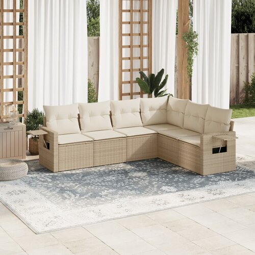 VidaXL 6-dijelni set vrtnih sofa s jastucima bež od poliratana Slike