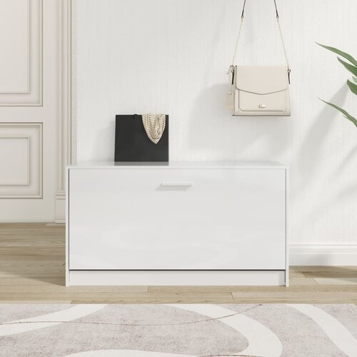 vidaXL Regal za čevlje visok sijaj bel 80x24x45 cm inženirski les Cene