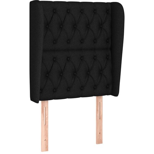 Maison Chic posteljno vzglavje - vzglavna omarica - nočna omarica z ušesi črno 83x23x118/128 cm blago, (21710775) Cene