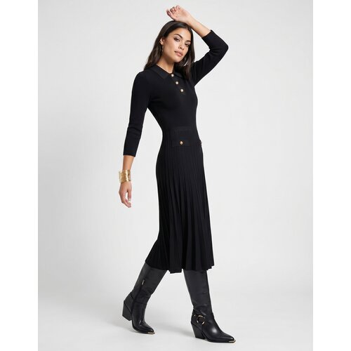 Michael Kors Dolge obleke POLO FLARE MIDI DRESS Črna Slike