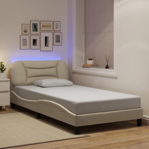 Furnova Posteljni okvir z LED brez vzmetnice krem 100x200 cm blago, (21934778) Slike