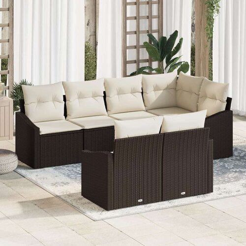  zunanji kavč set Set 7 Rjav okvir, bež blazine, (22065149) Slike