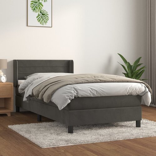 The Living Store Box spring postelja z vzmetnico temno siva 90x200 cm žamet - Box Spring Postelja, (21491909) Slike