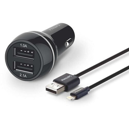 Philips Dual Car Charger 15W mit Apple Lightning Kabel MFI Slike