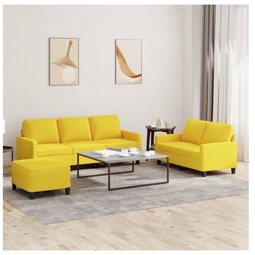vidaXL 3-dijelni set sofa s jastucima svjetložuti od tkanine Cijene