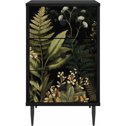  Noćni ormar RHENEN Crni hrast 36 x 33 x 61 cm Konstruirano drvo Slike