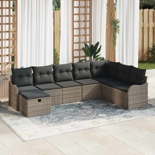  Sjedeća garnitura za vrt 8 kom. Siva poliratan 287,5 x 177,5 x 85 cm Slike