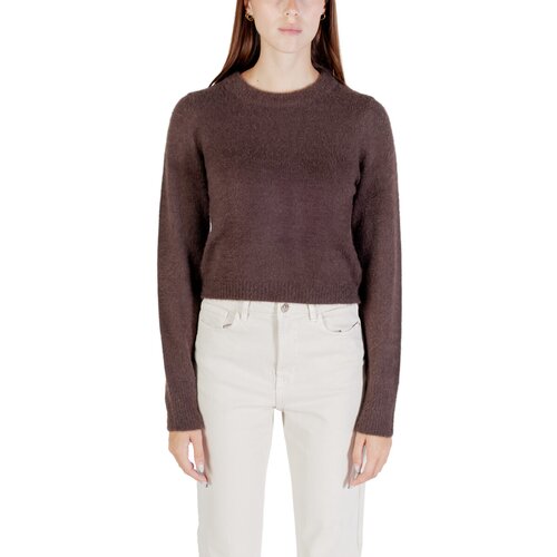 Only Puloverji ONLPETRA LS SHORT O-NECK CC KNT 15350654 Kostanjeva Slike