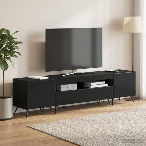  5-dijelni LED TV ormarić Crna Konstruirano drvo - Crna 100 cm Cene