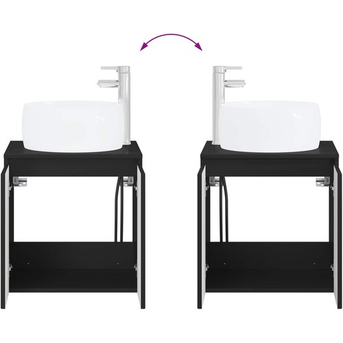  Set ormarića za kupaonicu 3 kom. Crna 49,5 x 44,5 x 66 cm Slike