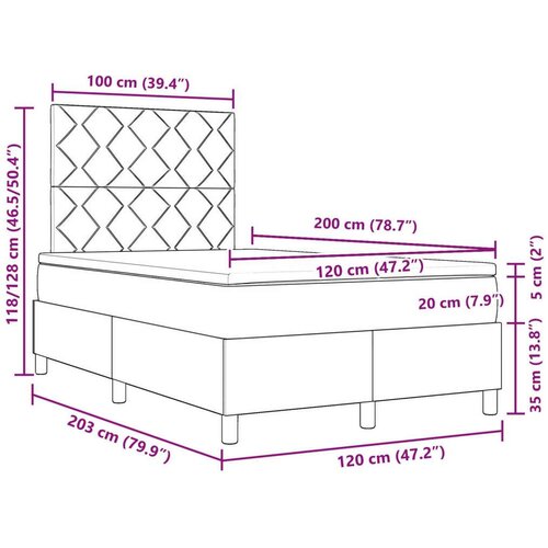 vidaXL krevet s kutijom s madracem Crni 120x200 cm Tkanina Cene