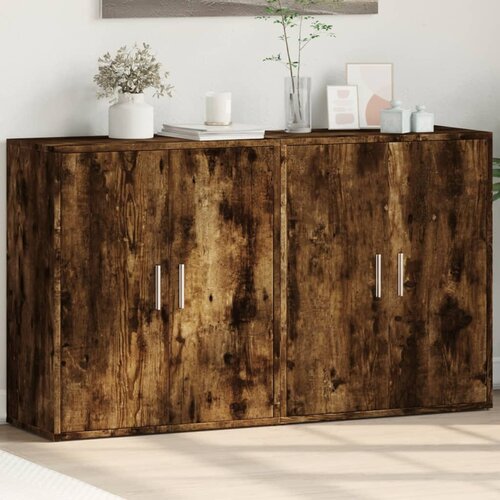 vidaXL Komoda 2 kosa dimljeni hrast 60x31x70 cm inženirski les Cene