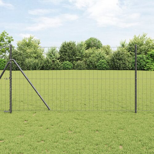 vidaXL evropska ograja z 13 stebri 1.2x25 m cinkano jeklo siva Cene
