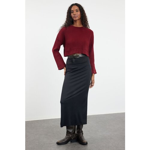 Trendyol Claret Red Super Crop Knitwear Sweater Cene