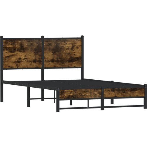 vidaXL Kovinski posteljni okvir z vzglavjem dimljen hrast 120x190 cm, (21321671) Cene