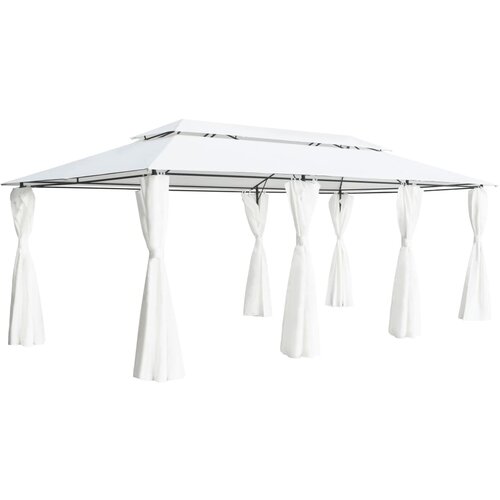 vidaXL paviljon z zavesami 600x298x270 cm bel 180g/m² Cene