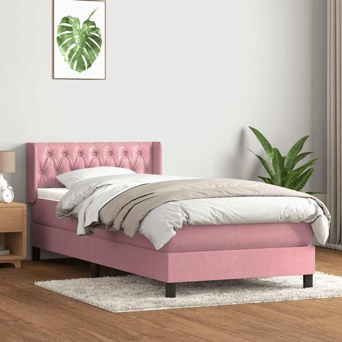 Box Spring krevet s madracem ružičasti 90x210 cm samt Slike