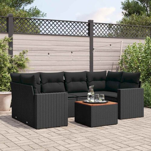  7-dijelni set vrtnih sofa od poliratana s jastucima crni Cijene