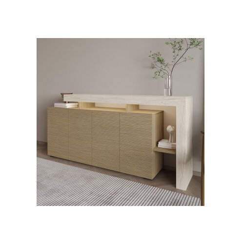 Hanah home konzola beliz travertine warm oak Slike