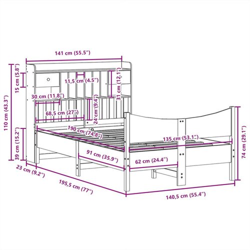 vidaXL Posteljni okvir brez vzmetnice bel 135x190 cm trdna borovina Cene