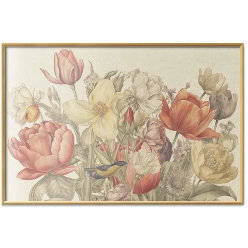  Plakat Flower Bouquet on a Cream Background 60x40 Zlatni okvir Slike
