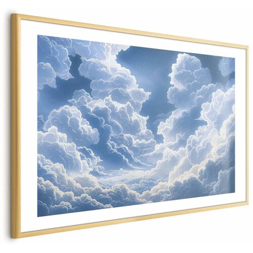  Plakat Blue Sky Breaking Through White Fluffy Clouds 42x29.7 Zlatni okvir s margom Cijene