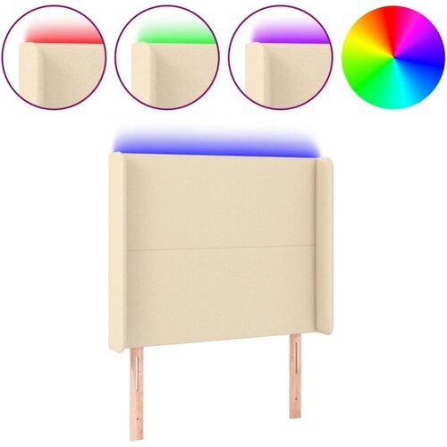 Maison Chic led posteljno vzglavje - vzglavna omarica - nočna omarica krem 103x16x118/128 cm blago, (21706728) Slike