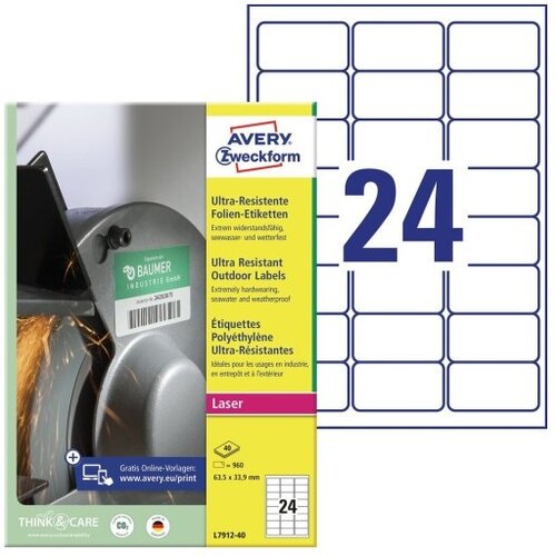 Avery Zweckform Etikete zweckform l7912-40 63,5x33,9mm, (21290235) Cene