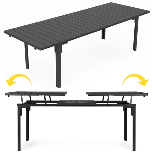 Multi Garden Rastezljivi vrtni stol 180&amp;ndash;240 cm za 12 osoba, čelik i HDPE, sivi Slike