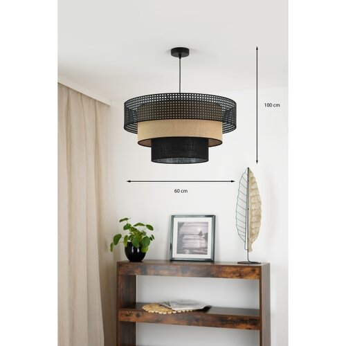  Brilagi - Visilica na sajli DAKOTA LUNETA 1xE27/15W/230V prečnik 60 cm crna/ratan Slike