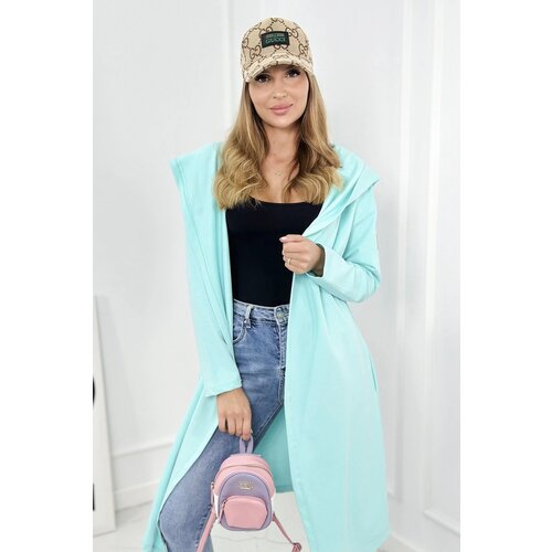 Kesi Long hooded cardigan mint Cene
