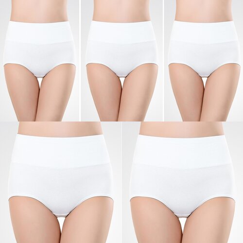 INF Hlačke z visokim pasom (paket 5 kosov) White XXL, (21538743) Cene
