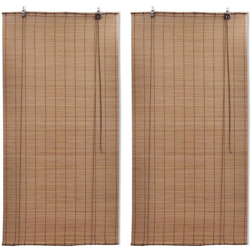 VidaXL Rolo senčilo iz bambusa 2 kosa 150x220 cm rjave barve Slike