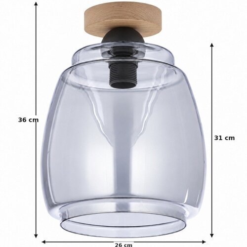 Brilagi LED Stropno svetlo R GLASS 1xE27/60W/230V &amp;Oslash; 26 cm hrast/zadimljeno sivo Slike