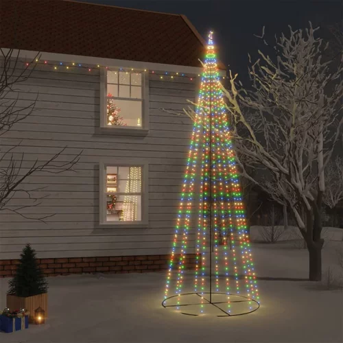 vidaXL stožasto božićno drvce šareno 732 led žarulje 160 x 500 cm
